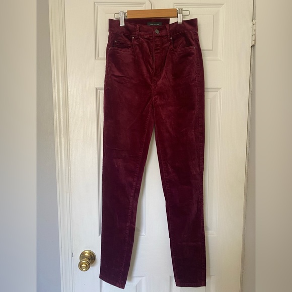 Mauve Garnet Velvet Skinny High Rise Jean Pant - Picture 3 of 10